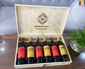 Quà tặng hộp gỗ 6 chai rượu vang Pháp Chales Gary mix