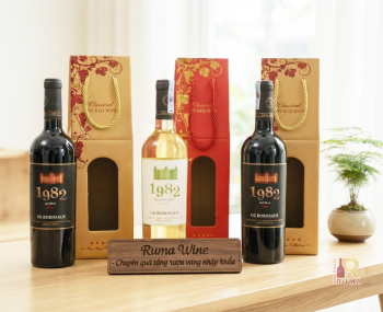 Quà tặng túi giấy ép kim 1 chai vang Pháp 1982