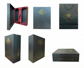 Hộp đựng 2 chai rượu vang kèm bộ phụ kiện + túi giấy