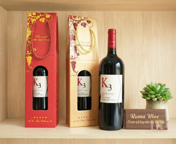 Quà tặng túi giấy ép kim 1 chai vang Chile K3