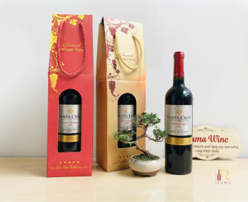 Quà tặng túi giấy ép kim 1 chai vang Santa Cruz