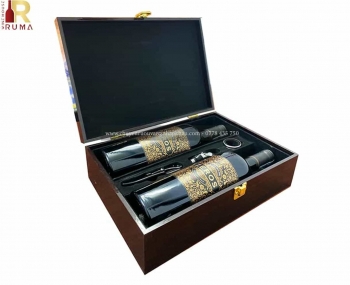 Set quà tặng tết hộp sơn mài 2 chai rượu vang Ý Zeros