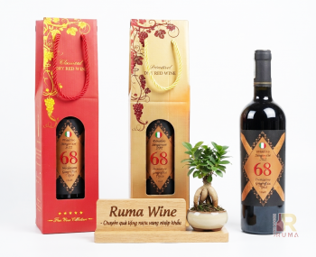 Quà tặng túi giấy ép kim 1 chai vang Ý 68