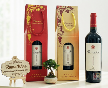 Quà tặng túi giấy ép kim 1 chai vang Pamela