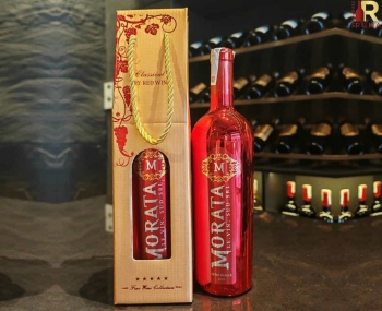 Quà tặng túi giấy ép kim 1 chai rượu vang Ý Morata