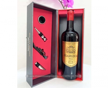 Quà tặng hộp 1 chai rượu vang Ý Gianluca kèm phụ kiện