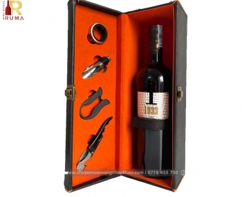 Quà tặng tết hộp da 1 chai vang Ý 1933 Rosso