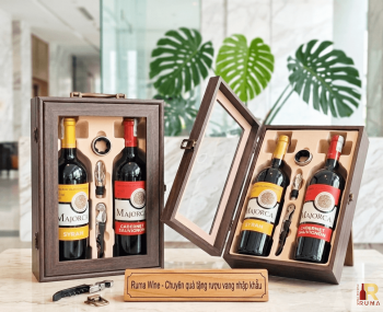 Hộp quà tặng doanh nghiệp 2 chai vang Tây Ban Nha HK2