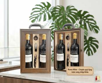 Quà tặng tết doanh nghiệp 2 chai vang Chevalier HK2