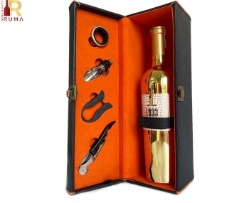 Bộ quà tặng tết hộp da 1 chai vang Ý 1933 Topaz