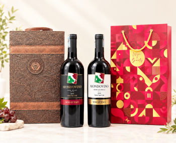 Set quà tặng hộp da 2 chai vang Ý Mondovino