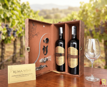 Set quà tặng hộp da 2 chai vang Chile Nando