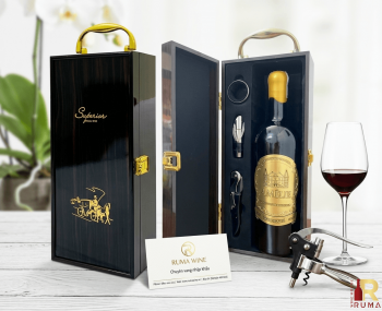 Set quà tặng tết hộp sơn mài 1 chai vang Pháp Amelie
