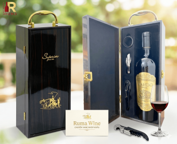 Set quà tặng tết hộp sơn mài 1 chai vang Chile Nando