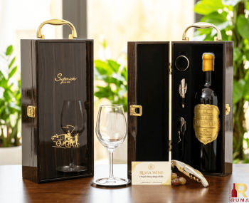 Set quà tặng tết hộp sơn mài 1 chai vang Pháp Quentin