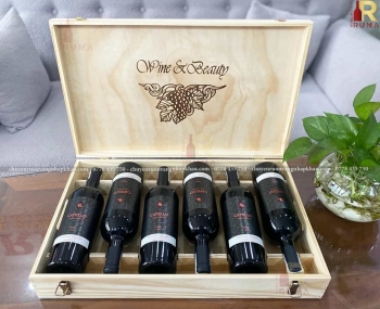 Quà tặng cao cấp hộp gỗ 6 chai rượu vang Ý Capello