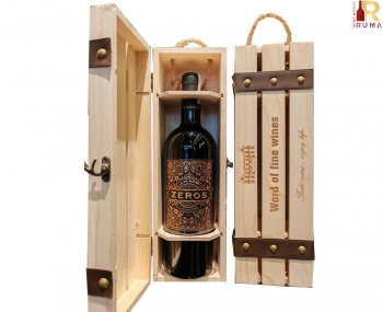 Set quà tặng hộp gỗ 1 chai vang Ý Zeros