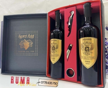 Quà tặng hộp 2 chai rượu vang Ý Di Matteo kèm phụ kiện