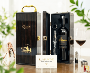 Set quà tặng tết hộp sơn mài 1 chai vang Ý Sole D'Italia