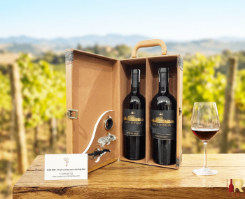 Set quà tặng hộp da 2 chai vang Sole D'Italia