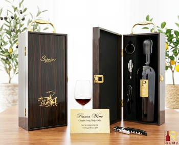 Set quà tặng tết hộp sơn mài 1 chai rượu vang Ý Piero Bonnci