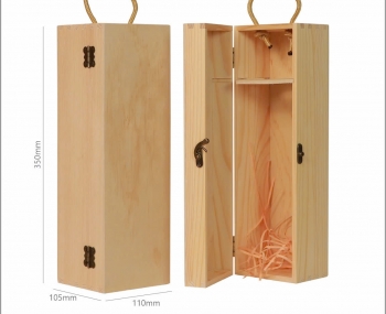 Hộp gỗ đựng 1 chai rượu vang nắp kín không hoa văn