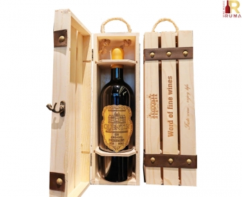 Set quà tặng hộp gỗ 1 chai vang Pháp Quentin