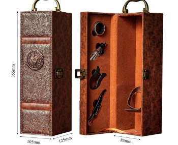 Hộp da đơn đựng 1 chai rượu vang vân phượng hoàng