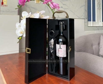 Set quà tặng tết hộp sơn mài 1 chai rượu vang Ý 1933 Semi