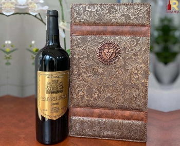 Quà tặng hộp da 2 chai rượu vang Ý Gianluca kèm bộ phụ kiện