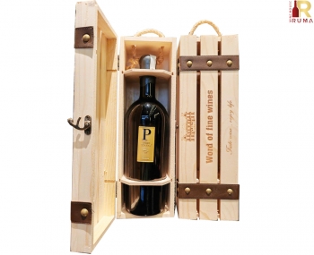 Set quà tặng hộp gỗ 1 chai vang Ý Piero Bonnci