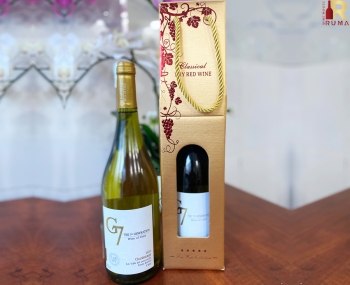 Quà tặng túi giấy ép kim 1 chai rượu vang G7 Chardonnay