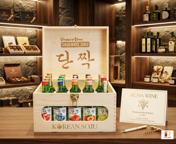 Set quà tặng hộp gỗ 20 chai soju Hàn Quốc