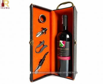 Quà tặng tết hộp da 1 chai rượu vang Ý Mondovino Semi