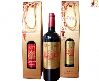 Quà tặng túi giấy ép kim 1 chai rượu vang Mastro