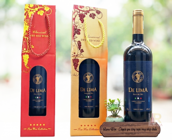 Quà tặng túi giấy ép kim 1 chai vang De Lima