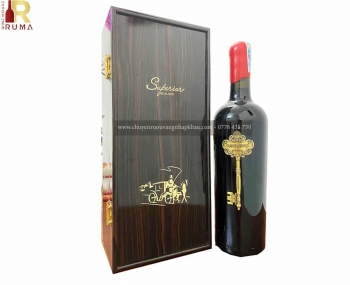 Set quà tặng tết hộp sơn mài 1 chai rượu vang Ý Segreto
