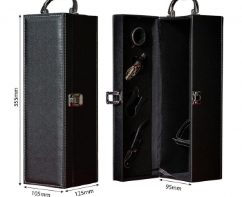 Hộp da đựng 1 chai rượu vang đen