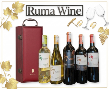 Bộ quà tặng tết hộp gỗ mặt da 1 chai rượu vang Chile G7