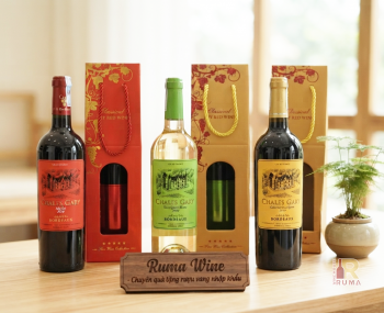 Quà tặng túi giấy ép kim 1 chai vang Chales Gary