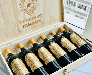 Quà tặng cao cấp hộp gỗ 6 chai rượu vang Pháp Amelie