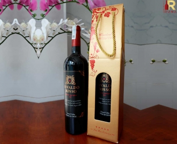 Quà tặng túi giấy ép kim 1 chai rượu vang Chile Osvaldo