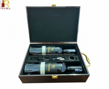 Set quà tặng tết hộp sơn mài 2 chai rượu vang Ý Veronica Semi