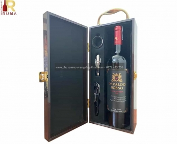 Set quà tặng tết hộp sơn mài 1 chai rượu vang Chile Osvaldo