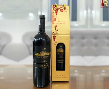 Quà tặng túi giấy ép kim 1 chai rượu vang Ý Sole D'Italia
