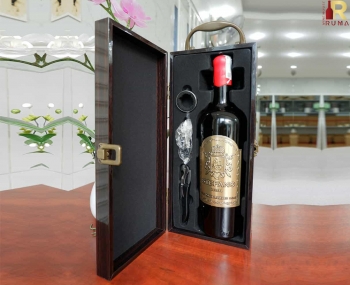 Set quà tặng tết hộp sơn mài 1 chai rượu vang Ý Stefano