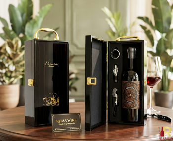 Set quà tặng tết hộp sơn mài 1 chai rượu vang Ý Tolucci 16