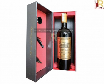 Quà tặng hộp 1 chai rượu vang Pháp Nicolas kèm phụ kiện