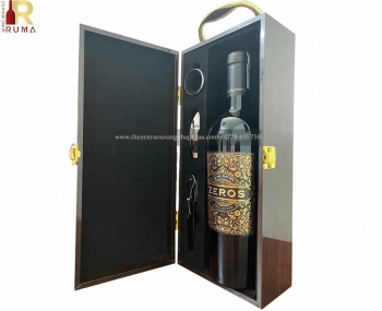 Set quà tặng tết hộp sơn mài 1 chai rượu vang Ý Zeros