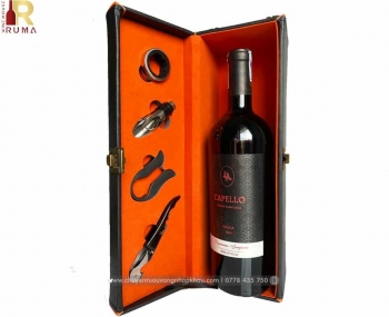 Quà tặng tết hộp da 1 chai rượu vang Ý Capello